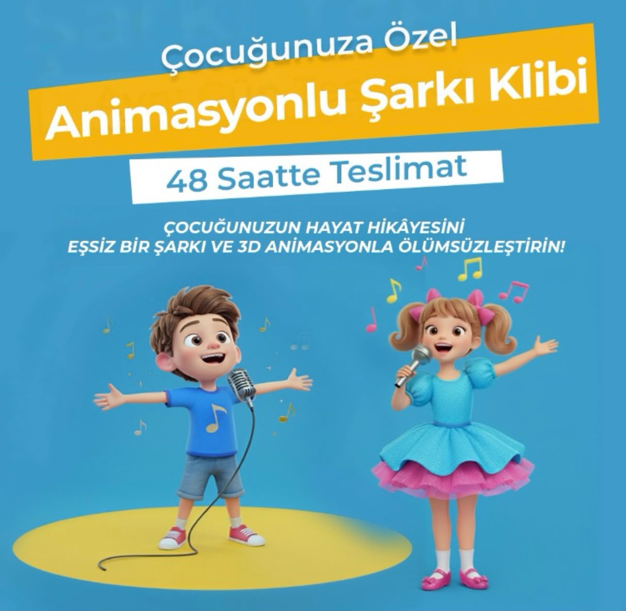 Çocuğunuza Özel Animasyonlu Şarkı Klibi